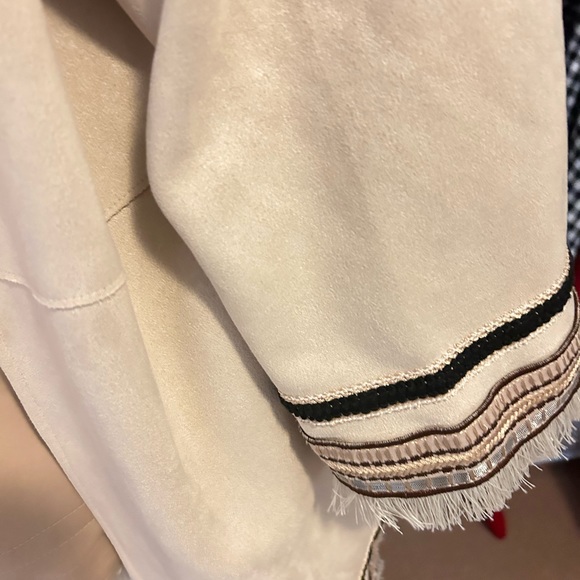 ZARA Sued bohemian embroidered cream color coat EUR  M - Picture 2 of 3